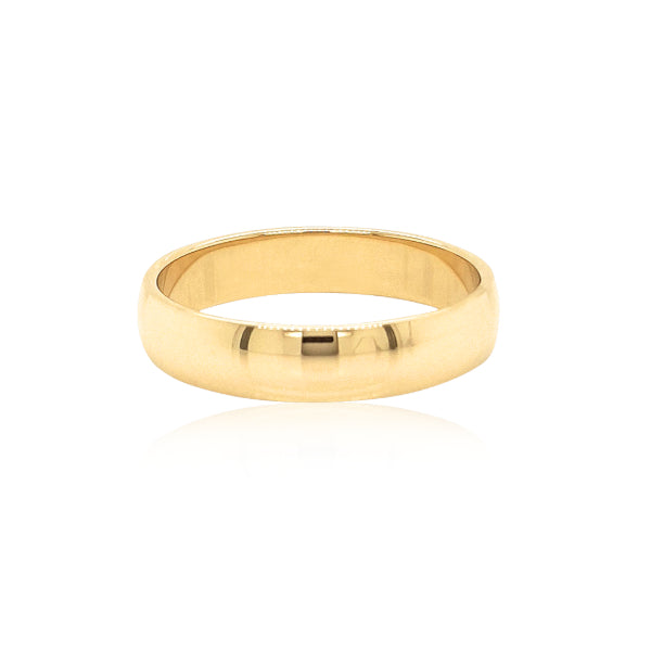 9ct yellow gold half round wedding band - 4.5mm