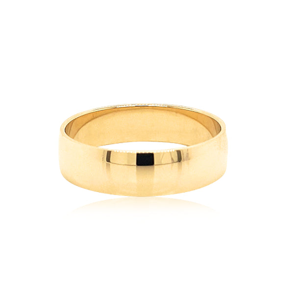 9ct yellow gold half round wedding band - 6mm