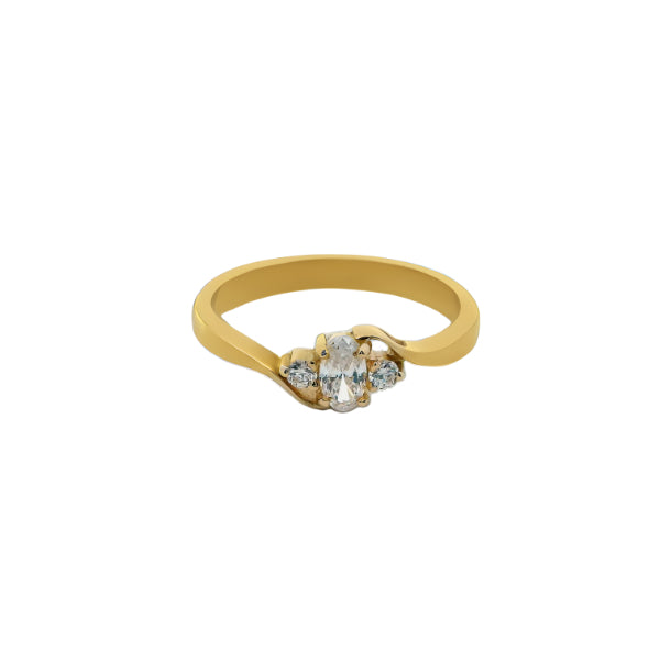 Three stone CZ dress ring in 9ct yellow gold