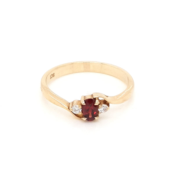 Garnet & CZ dress ring in 9ct yellow gold