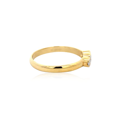 Rubover three stone CZ ring in 9ct yellow gold