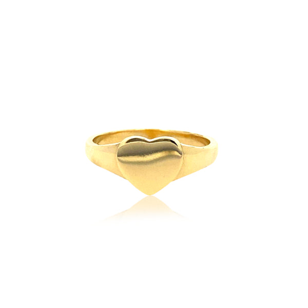Plain heart signet ring in 9ct yellow gold