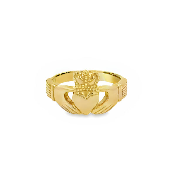 Ladies plain irish claddagh ring in 9ct yellow gold
