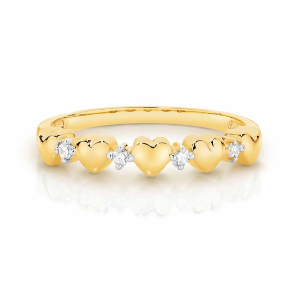 9ct yellow gold Diamond Heart ring