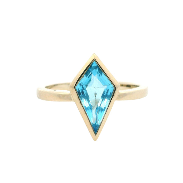 Blue topaz dress ring in 9ct yellow gold