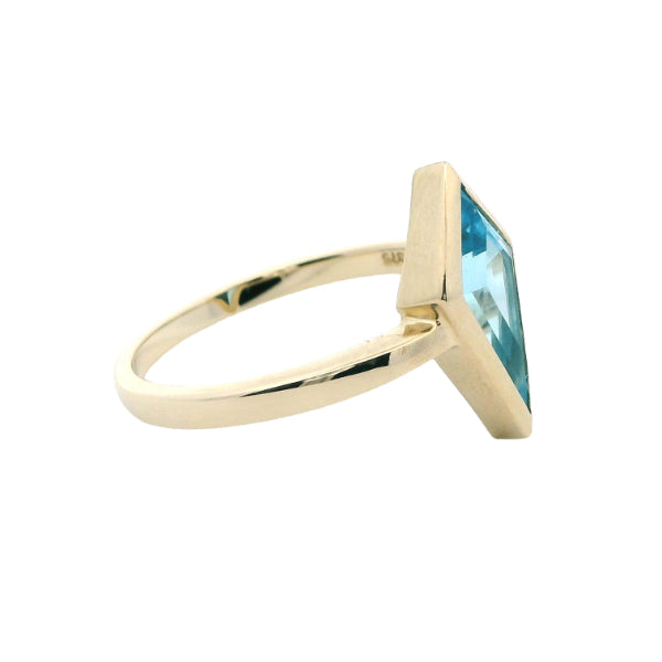 Blue topaz dress ring in 9ct yellow gold