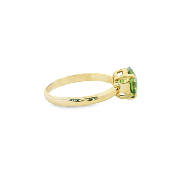 Octagonal peridot ring in 9ct yellow gold