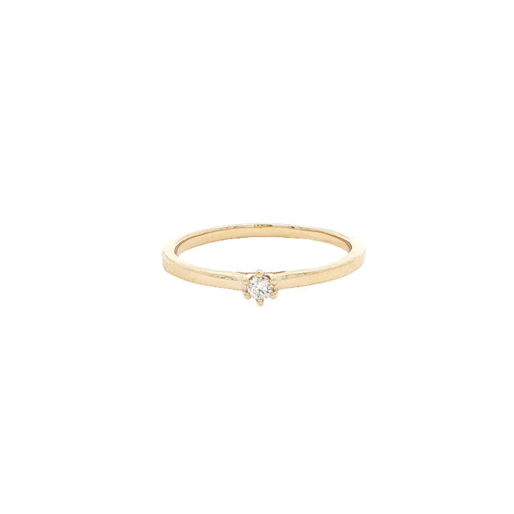 Diamond solitaire stacking ring in 9ct yellow gold