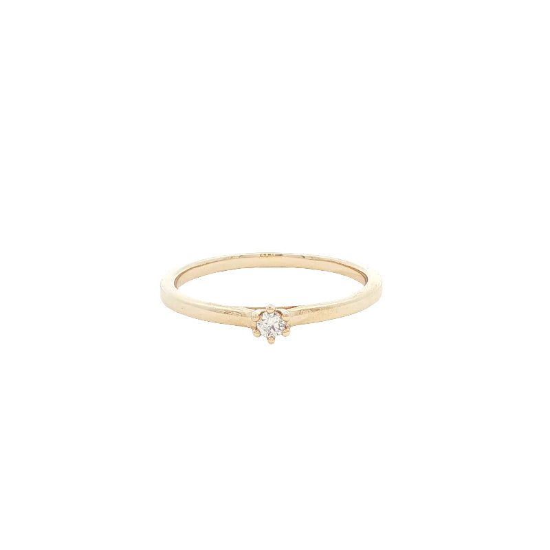 Diamond solitaire stacking ring in 9ct yellow gold