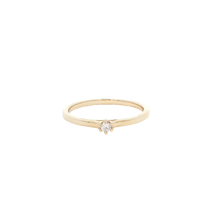 Diamond solitaire stacking ring in 9ct yellow gold