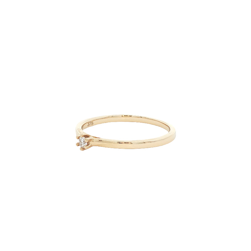 Diamond solitaire stacking ring in 9ct yellow gold