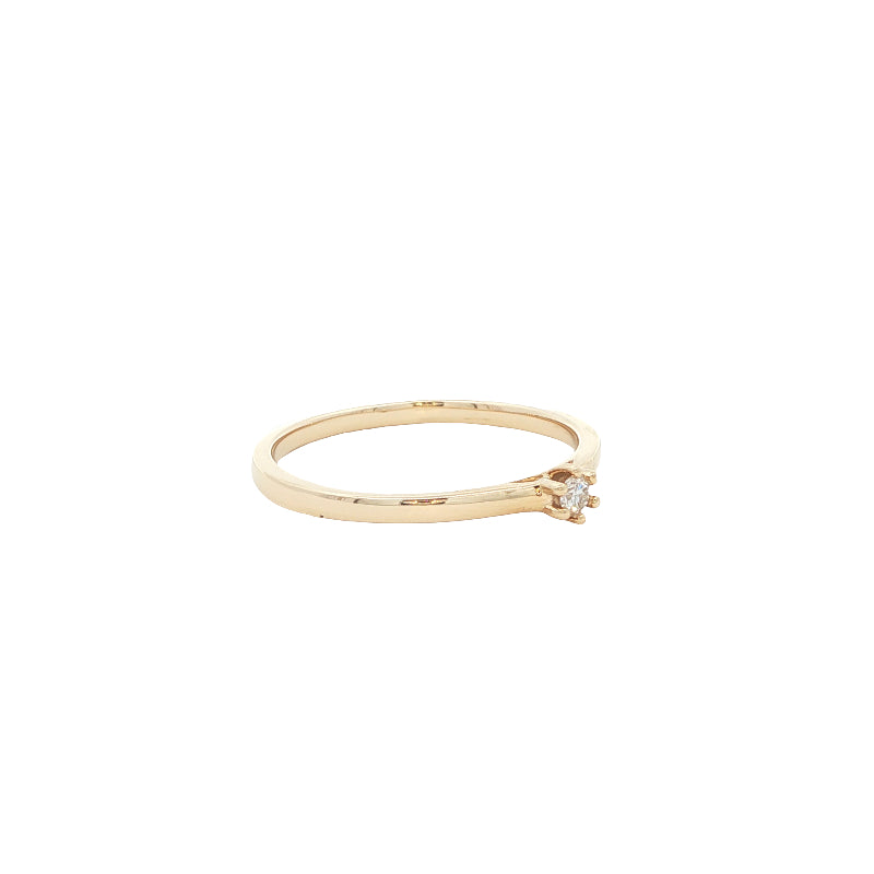 Diamond solitaire stacking ring in 9ct yellow gold