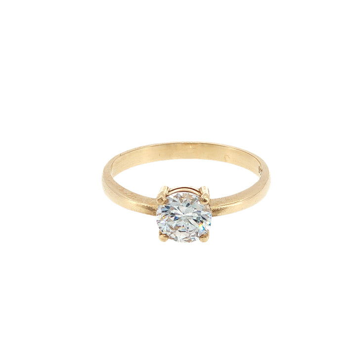 Solitaire dress ring with round cz in 9ct yellow gold