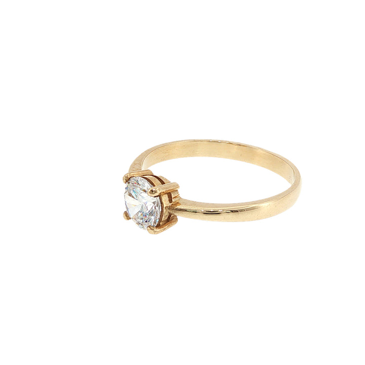 Solitaire dress ring with round cz in 9ct yellow gold