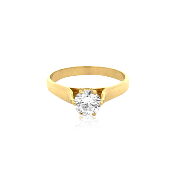 Cubic zirconia solitaire proposal ring in 9ct yellow gold