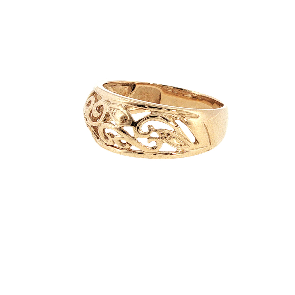 Filigree dome shaped ring in 9ct yellow gold