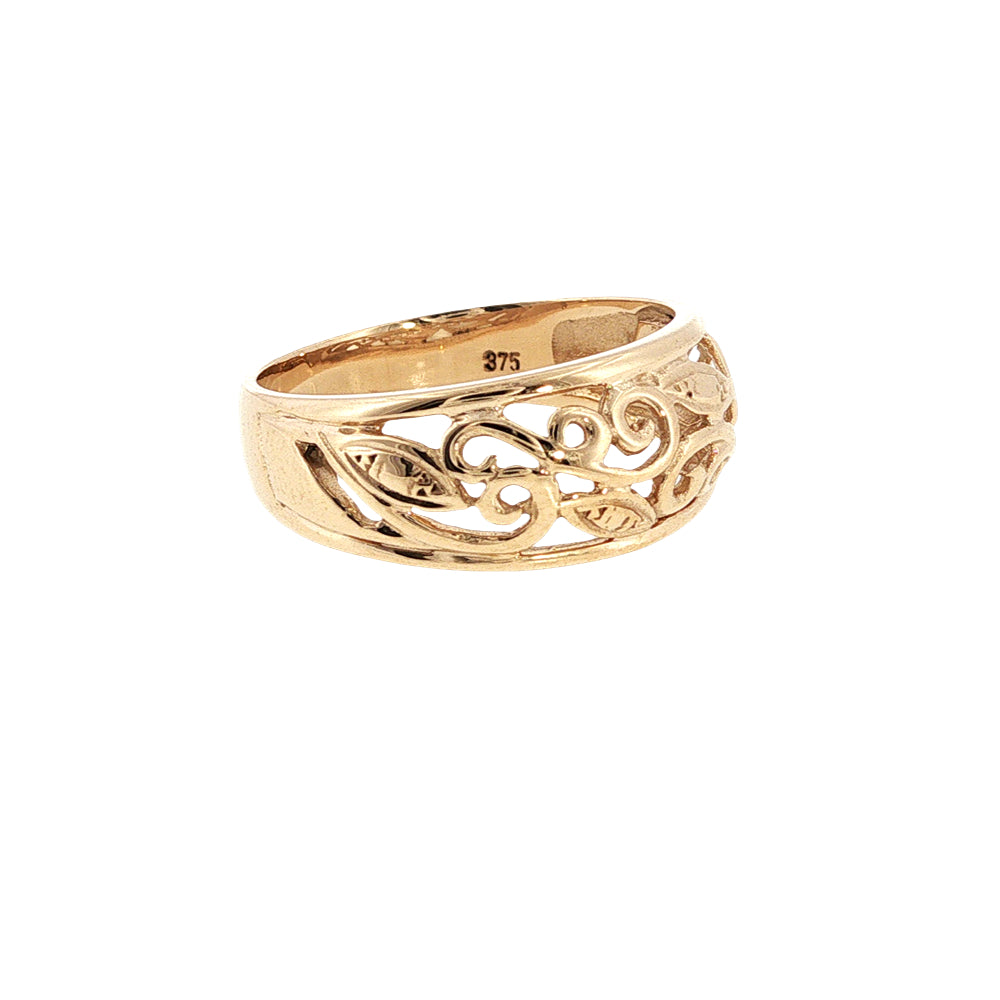 Filigree dome shaped ring in 9ct yellow gold