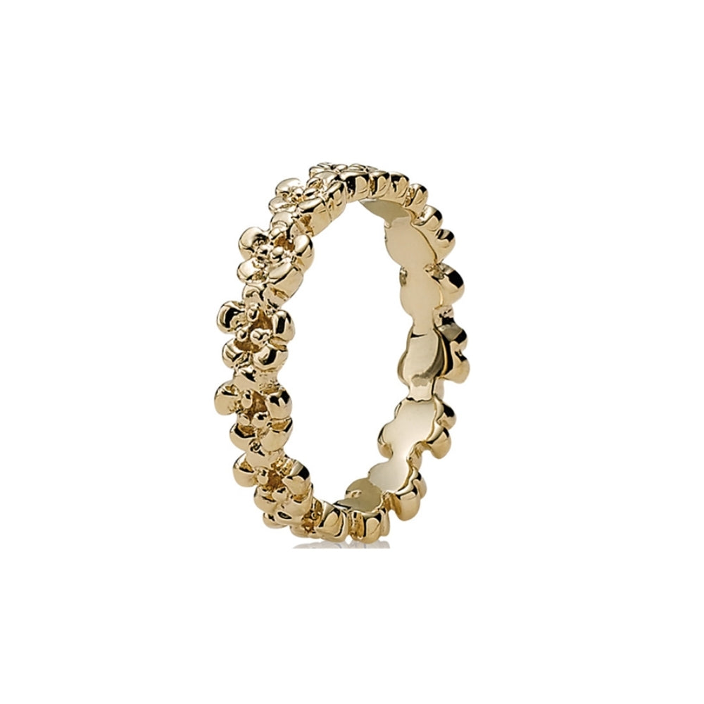 Chain of flowers dress ring in 14ct gold - N