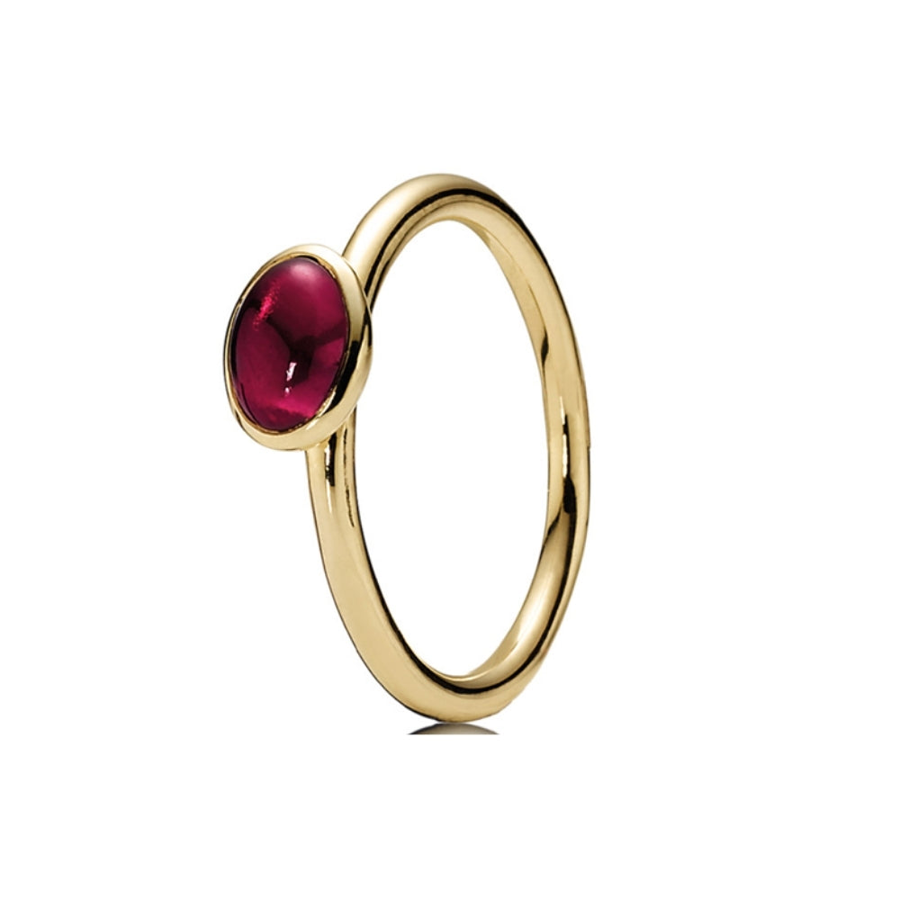 14ct yellow gold tube ring with Rhodalite Garnet - K