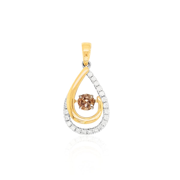 Chocolate drop diamond pendant in 2t 9ct yellow gold