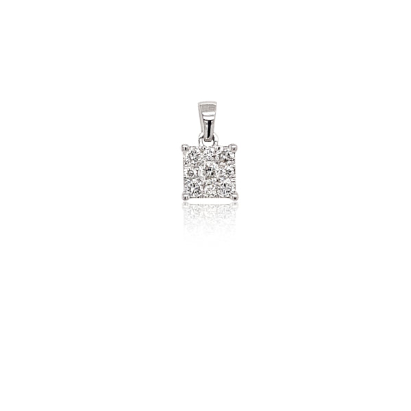 Diamond square set pendant in 9ct white gold