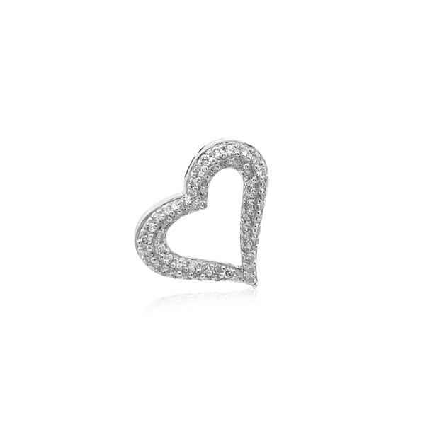 Diamond set open heart pendant in 18ct white gold