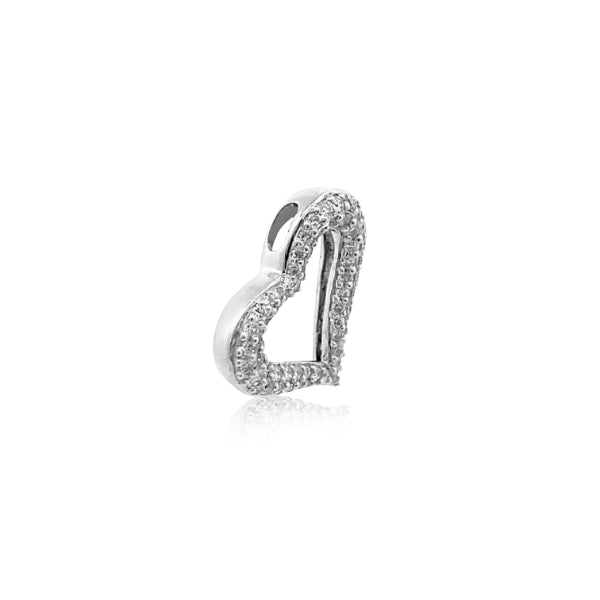 Diamond set open heart pendant in 18ct white gold