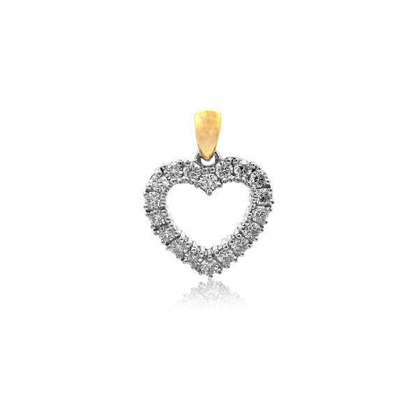 Diamond heart pendant in 9ct yellow and white gold on 9ct gold chain