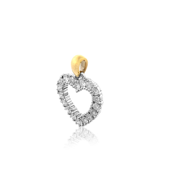Diamond heart pendant in 9ct yellow and white gold on 9ct gold chain
