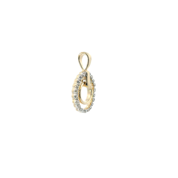 Diamond set double circle pendant in 9ct yellow gold