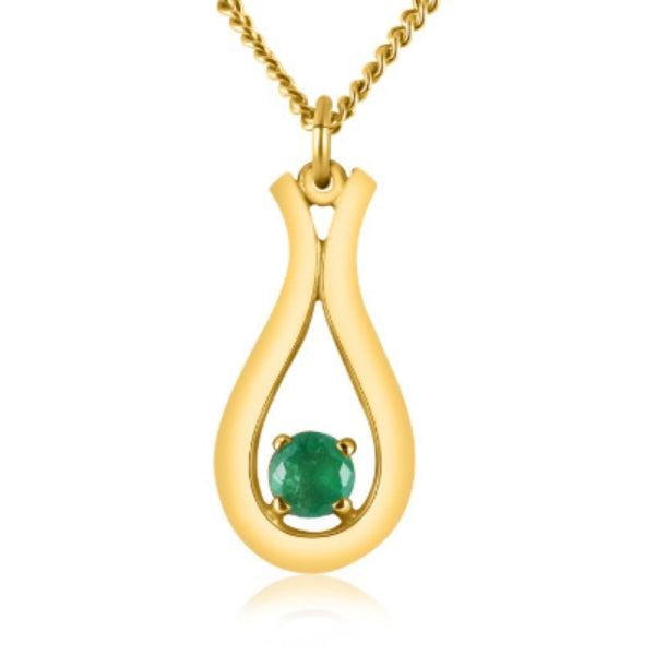 9ct yellow gold emerald teardrop pendant