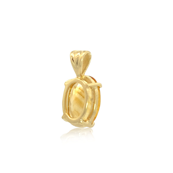 9ct yellow gold oval citrine drop pendant