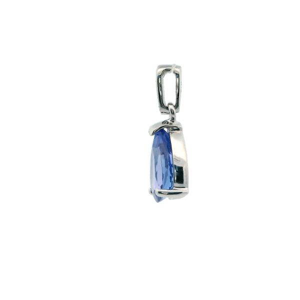9ct white gold tanzanite and diamond pendant