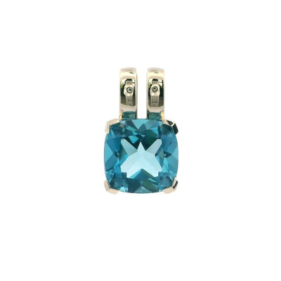 Cushion cut london blue topaz pendant in 9ct gold