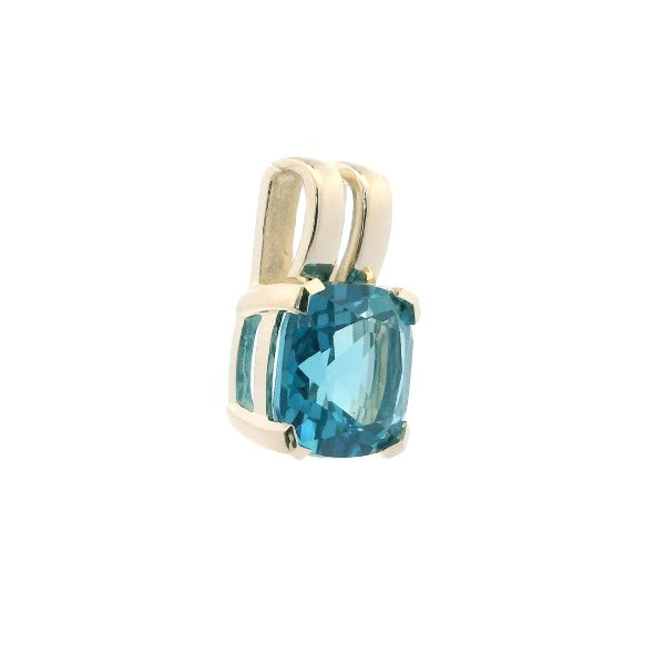 9ct yellow gold cushion cut london blue topaz pendant