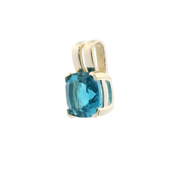 9ct yellow gold cushion cut london blue topaz pendant