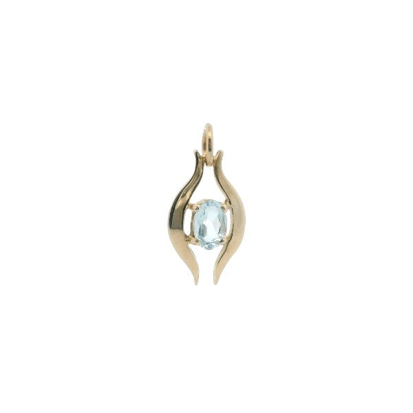 Oval aquamarine pendant in 9ct yellow gold