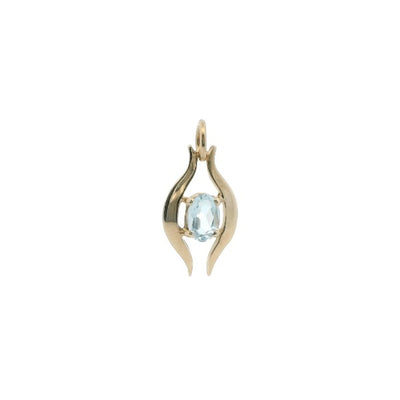 Oval aquamarine pendant in 9ct yellow gold
