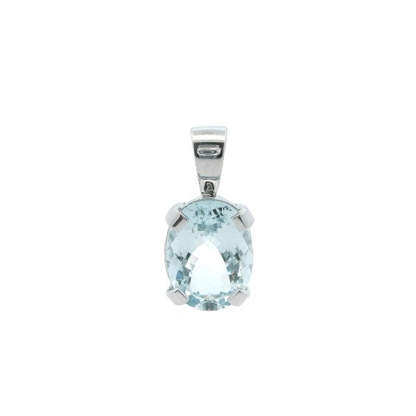 Large aquamarine pendant in 9ct white gold