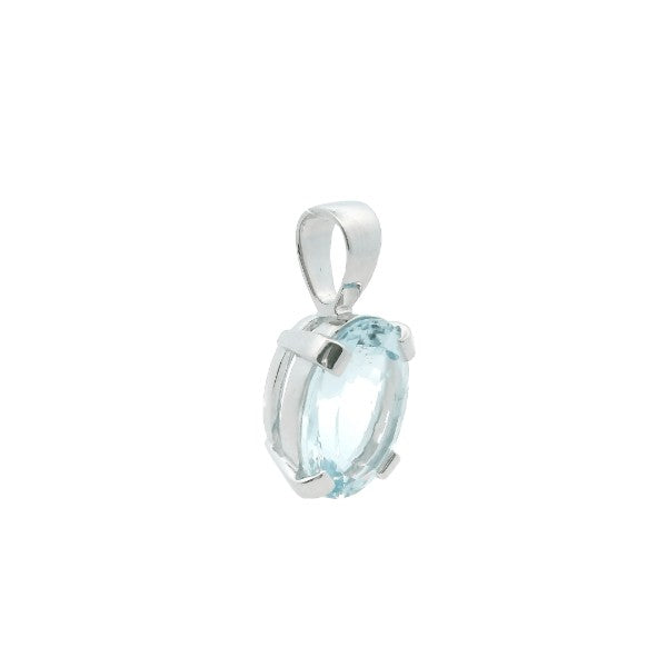 Large aquamarine pendant in 9ct white gold