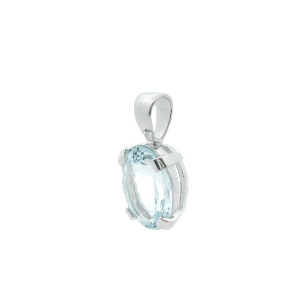 Large aquamarine pendant in 9ct white gold