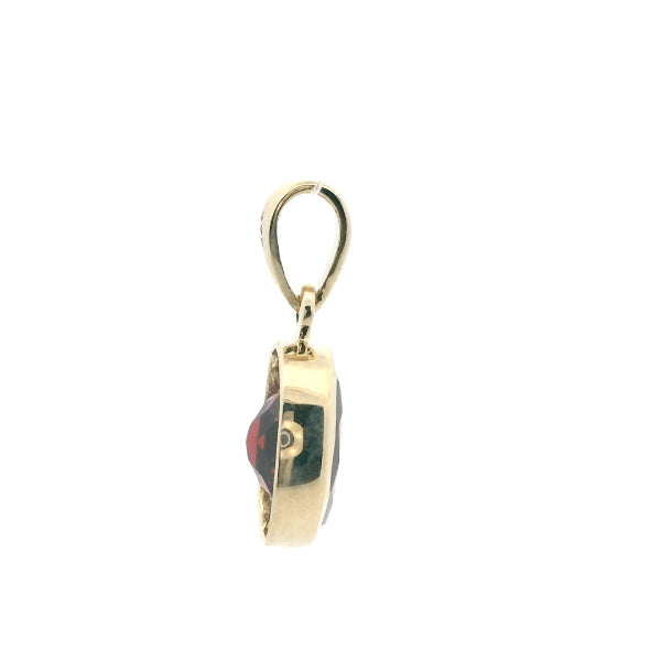 9ct yellow gold oval garnet pendant