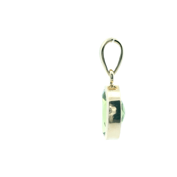 9ct yellow gold oval peridot rubover pendant
