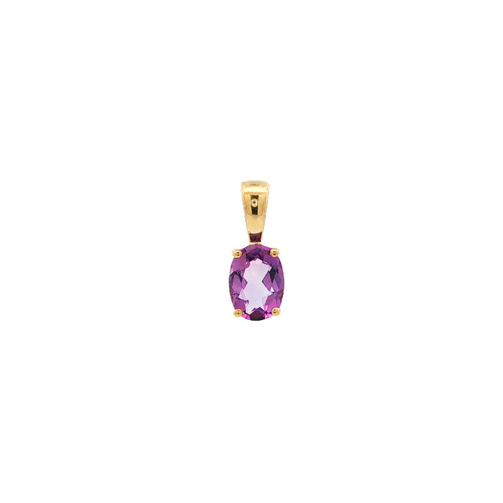 Oval Amethyst pendant in 9ct yellow gold