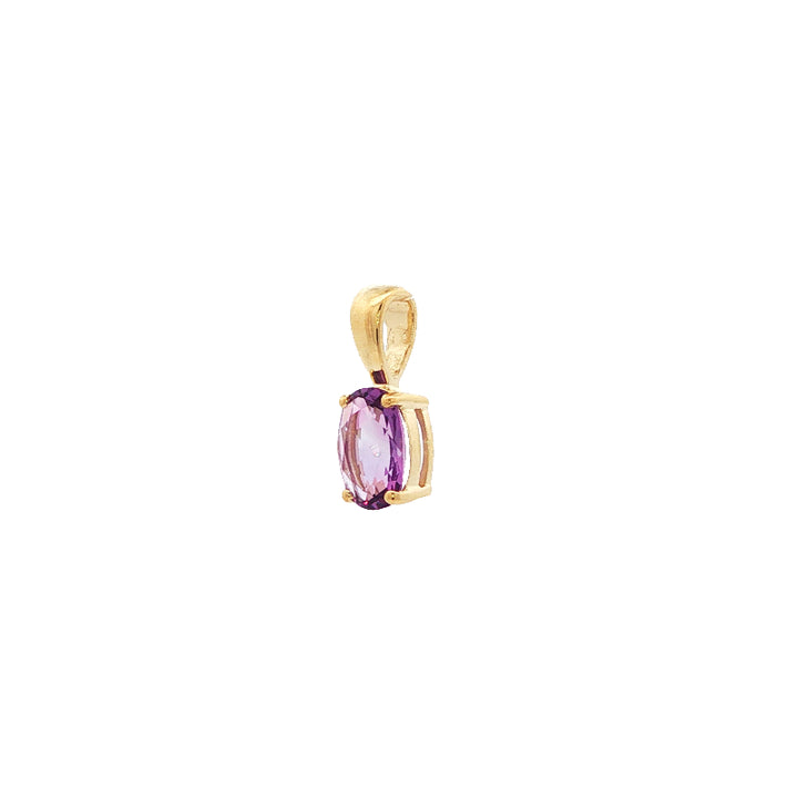 Oval Amethyst pendant in 9ct yellow gold