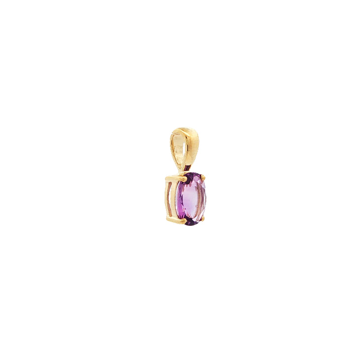 Oval Amethyst pendant in 9ct yellow gold