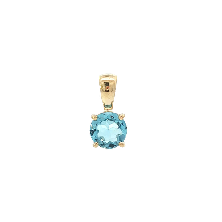 Blue topaz drop pendant in 9ct yellow gold