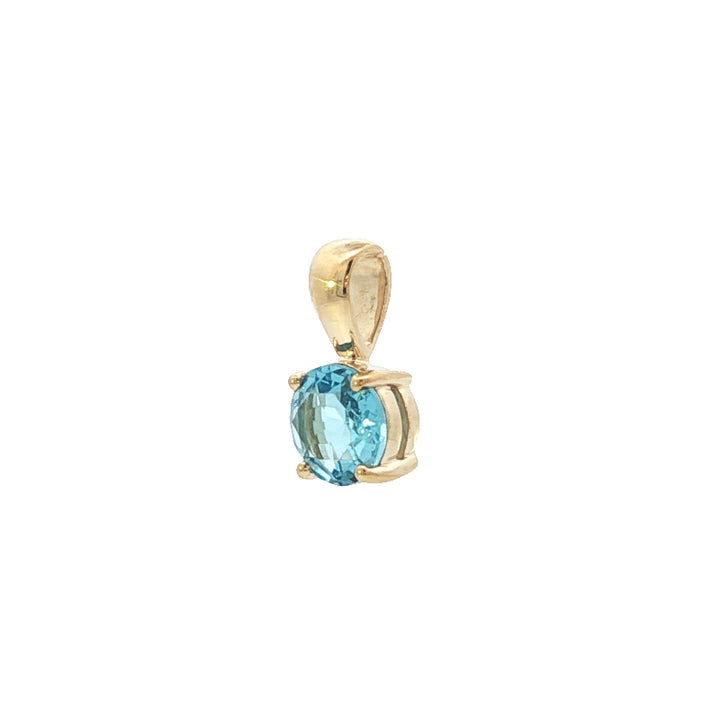 Blue topaz drop pendant in 9ct yellow gold
