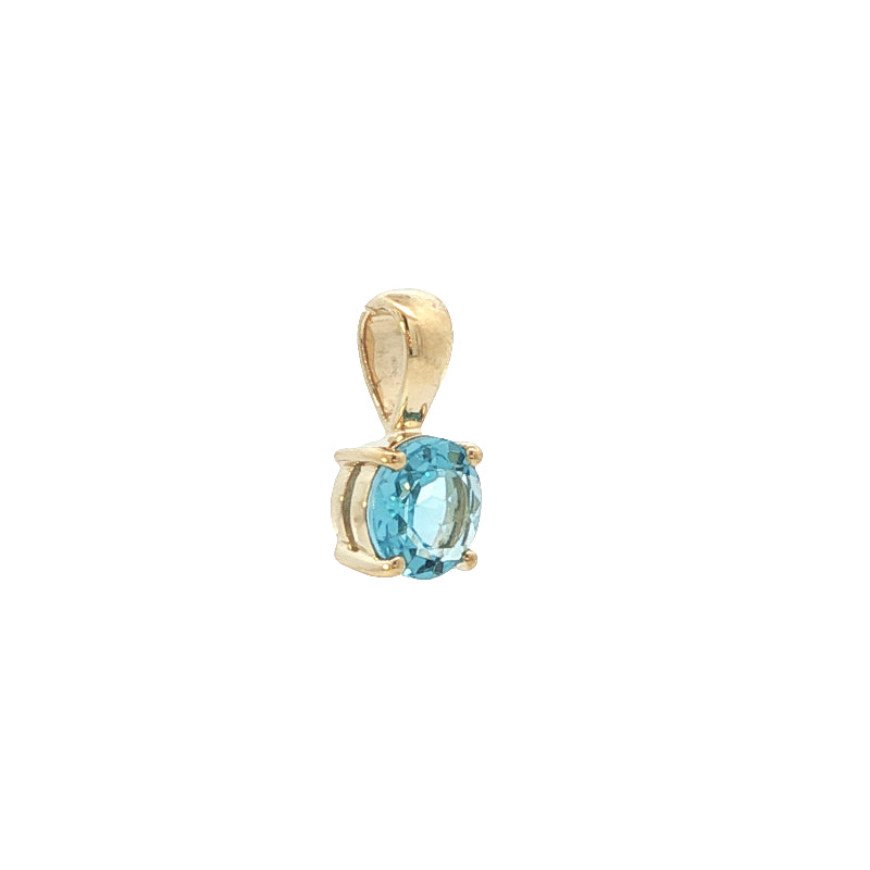 Blue topaz drop pendant in 9ct yellow gold
