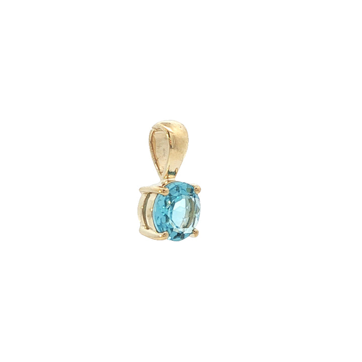 Blue topaz drop pendant in 9ct yellow gold